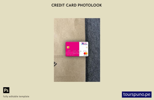 listo para imprimir plantilla frontal de fotolook de mastercard de Spain Self Ba